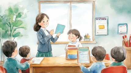 Engaging Classroom Interaction with Smiling Teacher and Attentive Students. National Parents as Teachers Day