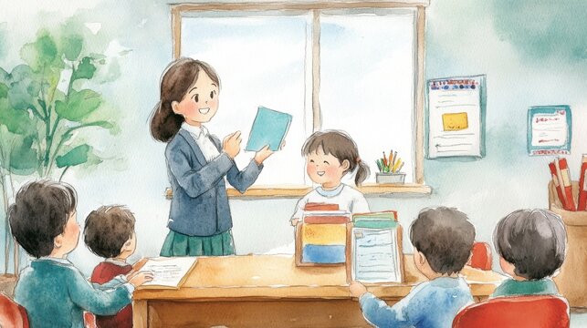 Engaging Classroom Interaction with Smiling Teacher and Attentive Students. National Parents as Teachers Day