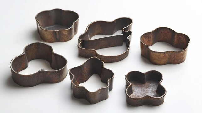 Assorted Vintage Metal Cookie Cutters in Floral Shapes. National Spicy Hermit Cookie Day