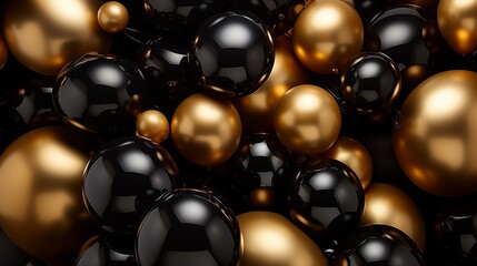 Background of black and gold balloons