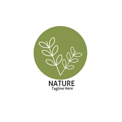 Tree Logo art design with green background. Eco Green Organic Plant Logotype icon. vector illustration