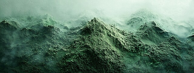 Vibrant green matcha powder against a white background, ideal for promoting World Vegan Month, healthy living, or wellness brands during events or campaigns focused on natural ingredients.