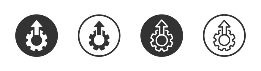 Tech efficient production icon. Implementation process optimization vector signs. Operational excellence icon