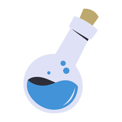 Cartoon Flask with Blue Liquid
