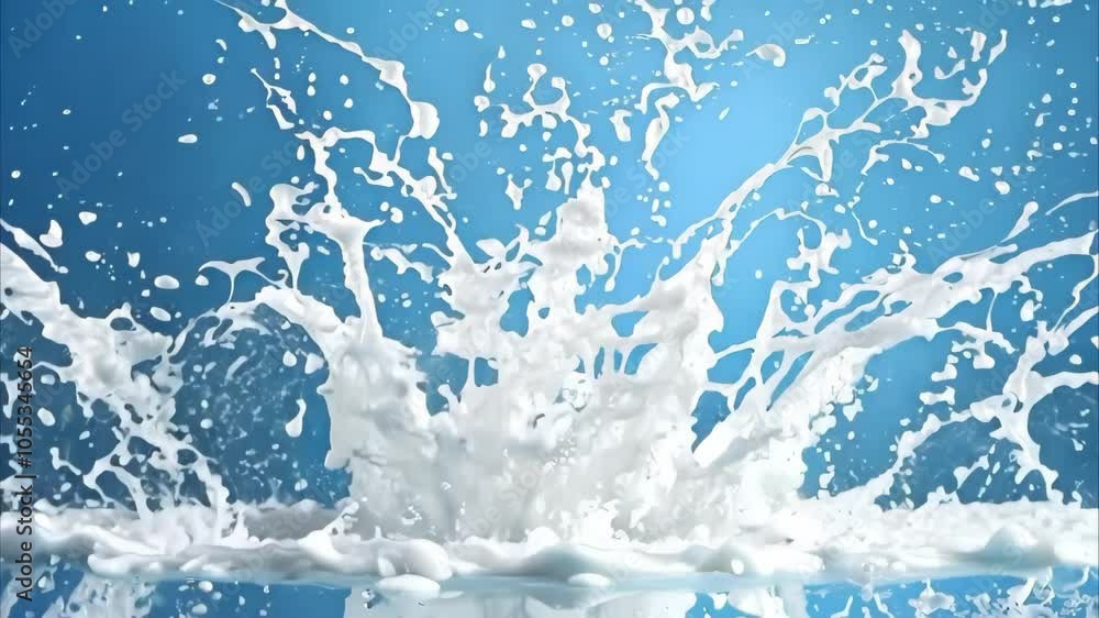 Aufkleber a splash of milk or cream against a blue background, creating a dynamic and visually striking image.