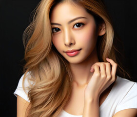 Fototapeta premium 白いTシャツの美女
