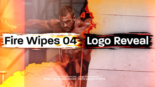 Fire Wipe Image Logo Reveal 04, Dynamic Grunge Burning Effect Intro Opener
