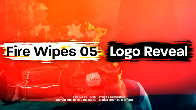 Fire Wipe Image Logo Reveal 05, Dynamic Grunge Burning Effect Intro Opener