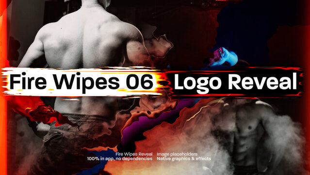 Fire Wipe Image Logo Reveal 06, Dynamic Grunge Burning Effect Intro Opener