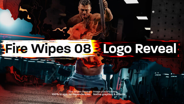 Fire Wipe Image Logo Reveal 08, Dynamic Grunge Burning Effect Intro Opener