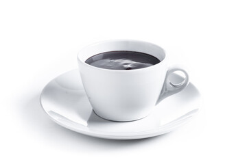 Sweet chocolate in white mug isolated on white background