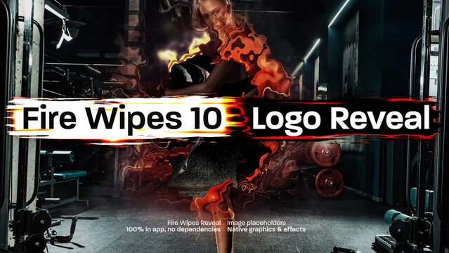 Fire Wipe Image Logo Reveal 10, Dynamic Grunge Burning Effect Intro Opener