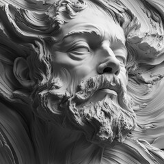 Fototapeta premium God The Father. Sculpture of a Thankful Face in Greek Culture