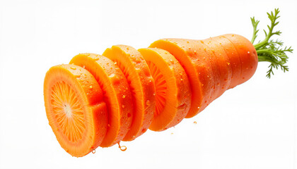 Isolated item on white background. Isolated sliced carrot on white background