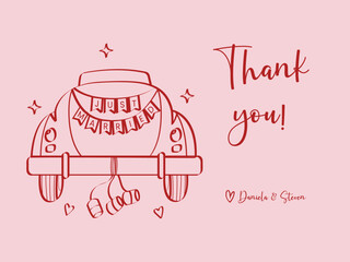 Thank you Wedding card Vector Illustration