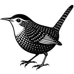 Eurasian Wren Silhouette vector illustration on a white background