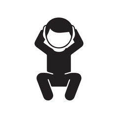 Black silhouette of little  boy and girl  isolated on white background. Vector illustration.