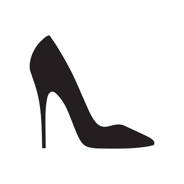 Female high heels shoes vector icon. high heel shoe silhouette isolated on white background.