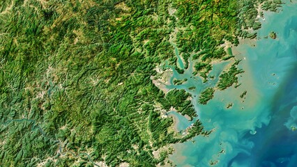 4K Jiaocheng of China Map, High Resolution Satellite View With No Border, Widescreen 4K Resolution