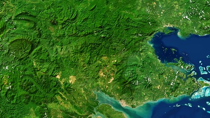 4K Semporna of Malaysia Map, High Resolution Satellite View With No Border, Widescreen 4K Resolution