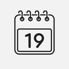 Vector icon page calendar - day 19