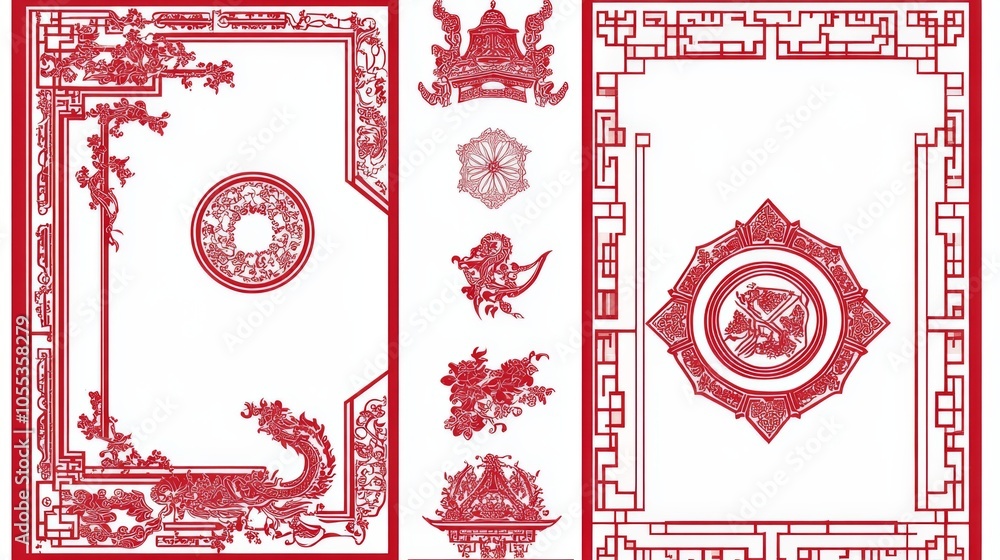 Poster a red and white book with a red border and a red circle in the middle