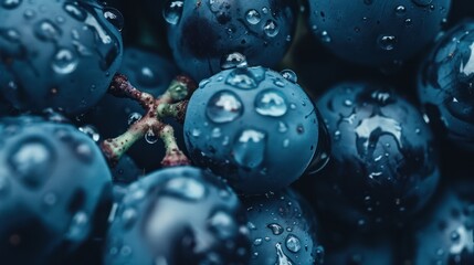 Close-up of Grapes Covered in Dew Drops