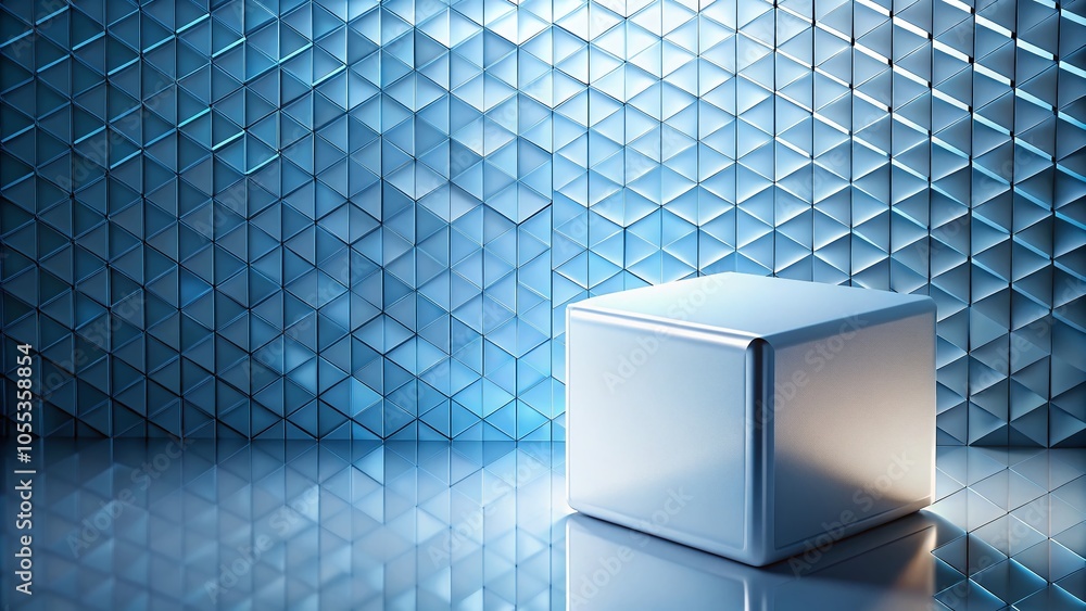 Poster abstract 3d blue cube design - modern technology and geometric patterns for business and digital arc