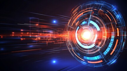 A hightech digital backdrop with dynamic lines and glowing circuits, creating a sense of movement and progress for presentations on cuttingedge AI technology.