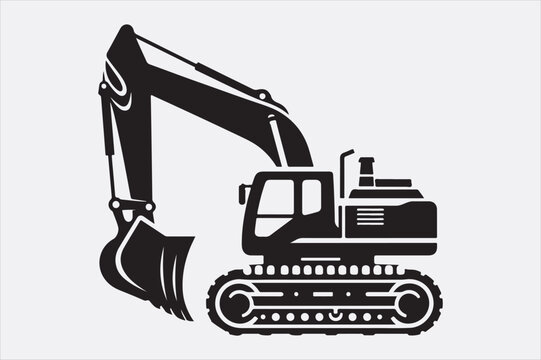 recommend clip art: a black silhouette of an excavator