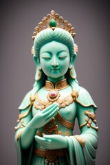 Fototapeta premium Ancient Thai Buddhist sculpture depicting a serene angel woman