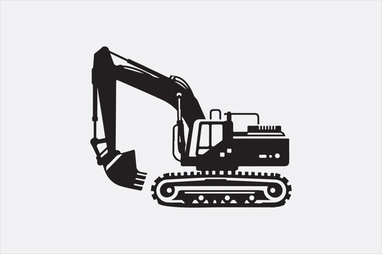 recommend clip art: a black silhouette of an excavator