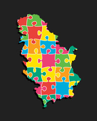 Creative map Serbia from color puzzle, jigsaw