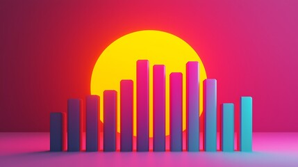 Abstract Financial Growth Bar Graph on Vibrant Background