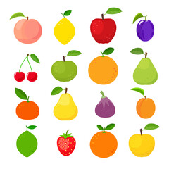 Set of colorful fruit icons 