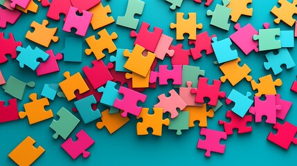 Vibrant Puzzle Pieces for Creative Success Concept