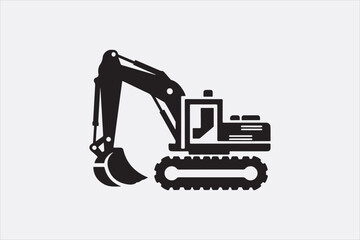 a black silhouette of an excavator