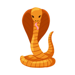 Fototapeta premium Cobra vector art. Orange snake. Cartoon hand drawn icon. Logo design. Vector illustration isolated white background.