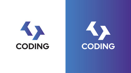 Colorful Coding logo design template, Modern code logo for programmer