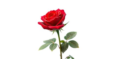 Fototapeta premium Vibrant red rose flower isolated on clean white background, flower, plant