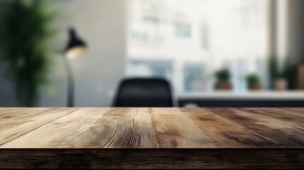 Blurred executive office desk in professional setting ideal virtual background for online meetings, educational sessions, and business video conferences