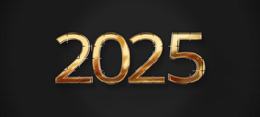 2025 golden new year symbol 3d-illustration