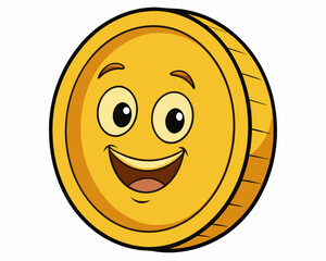 happy smiley face, cartoon gold coin