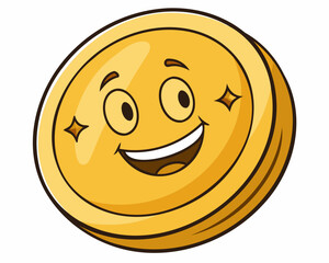 cartoon gold coin, vector picture