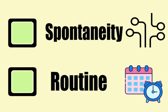 Lifestyle decision test between Spontaneity and Routine  illustration