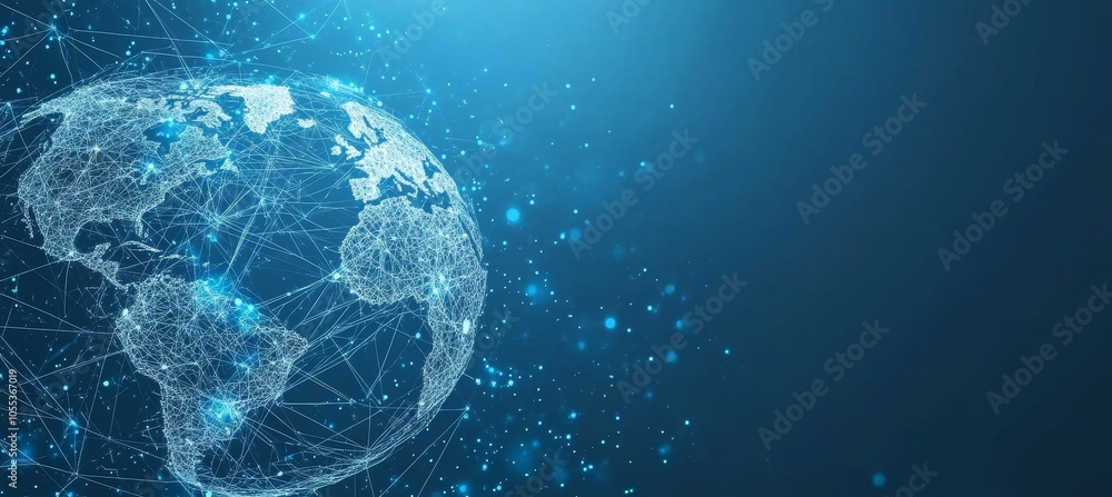 Poster digital globe network connection, global communication, big data illustration. 3d rendering.