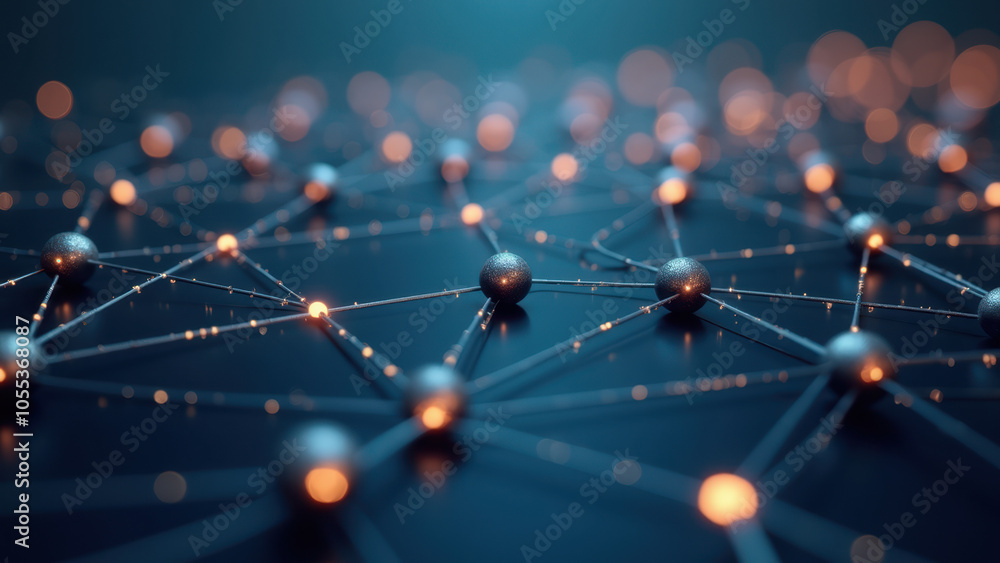 Aufkleber this image depicts a close-up view of interconnected neurons or synapses, illuminated by warm light.