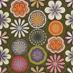 Multicolor seamless pattern with abstract flowers for your design