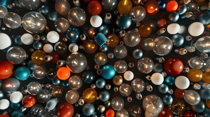 A collection of colorful balloons floating above the ground