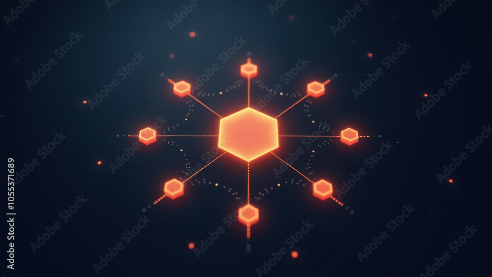 Poster abstract 3d molecular structure in space.